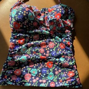 Anne Cole floral strapless tankini size large